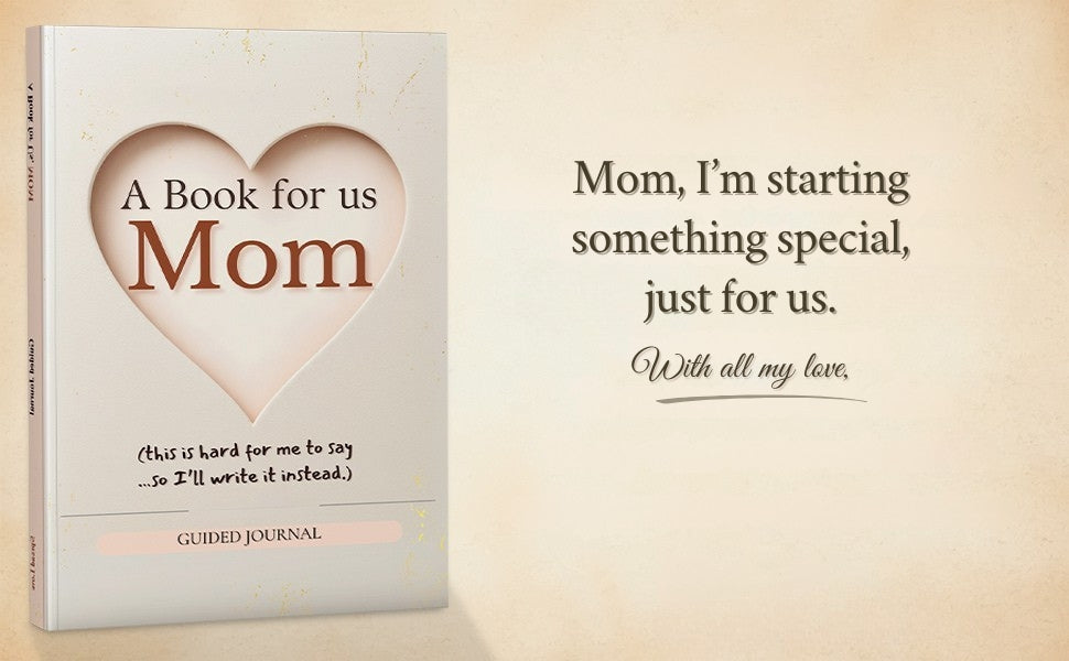 Book for Mom with heart design and message on a beige background